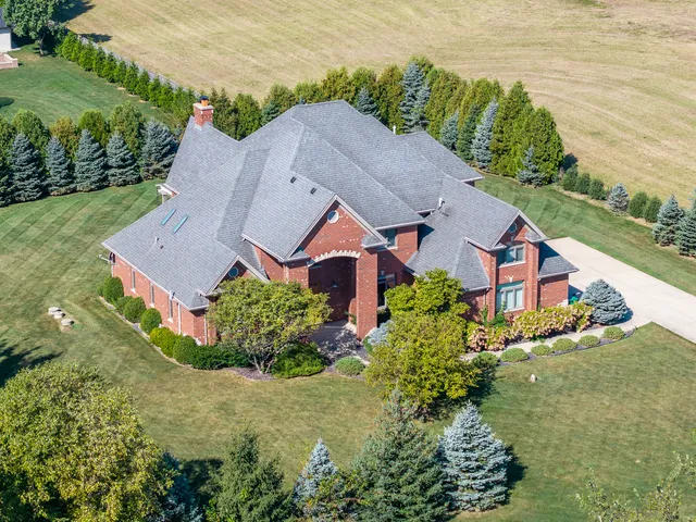 an aerial view of a house