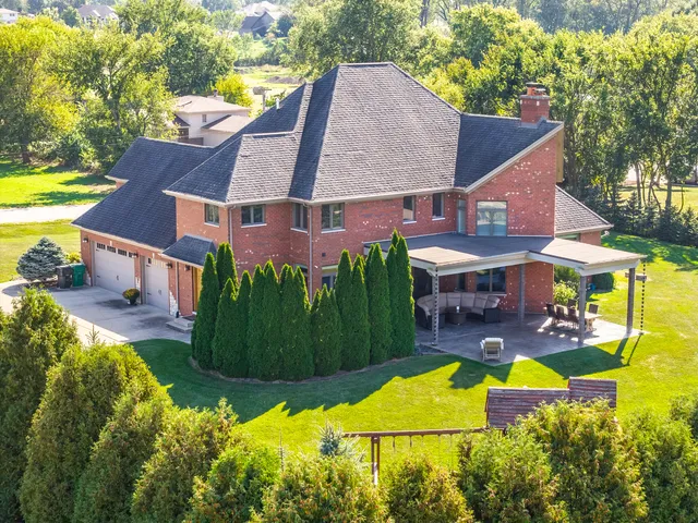 an aerial view of a house