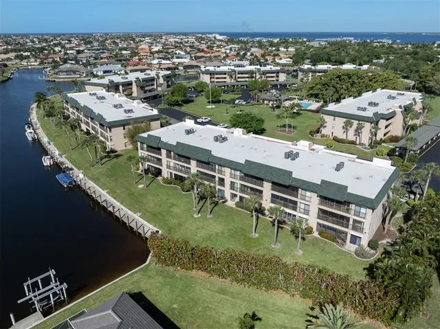 an aerial view of a house with a garden