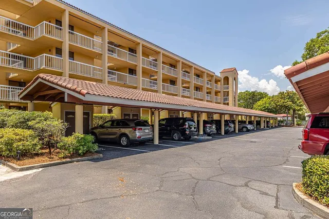 front view of a building with a porch