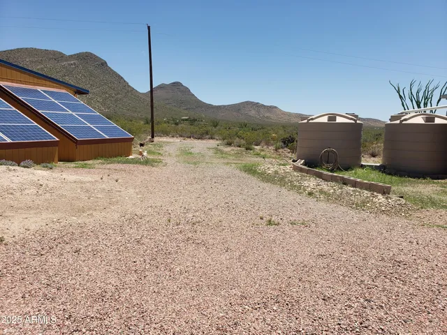a view of city and mountain in back