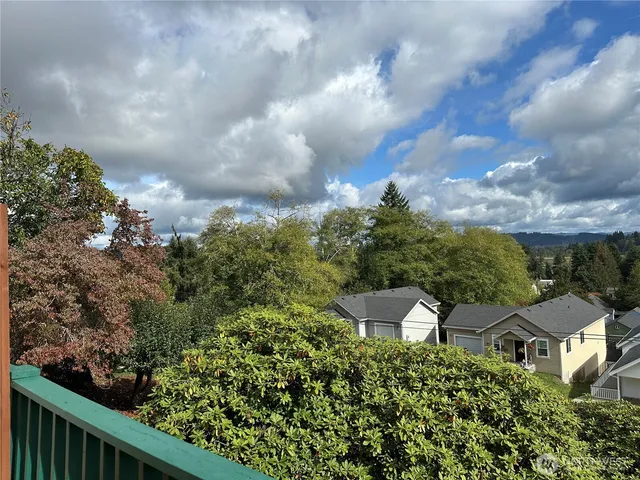 a view of a garden with a bench