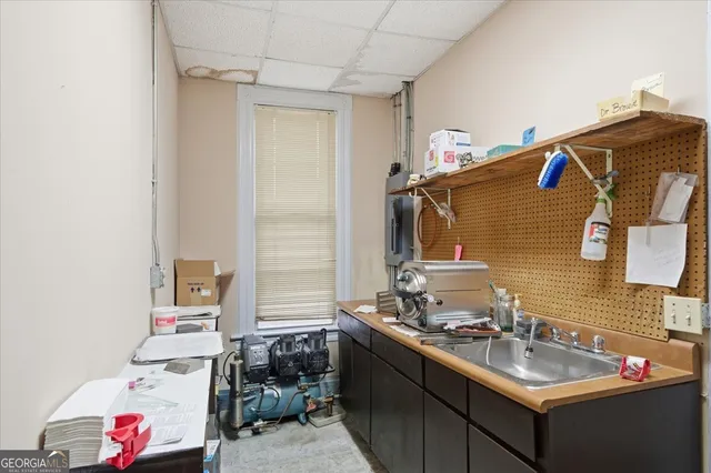 a room with a mirror