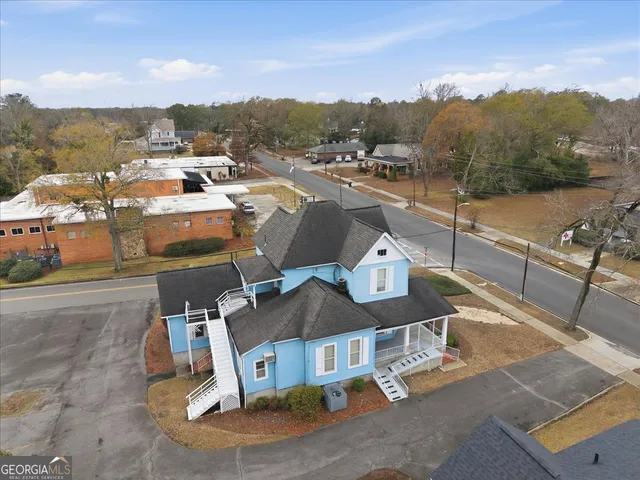 a aerial view of a bathroom with a shower