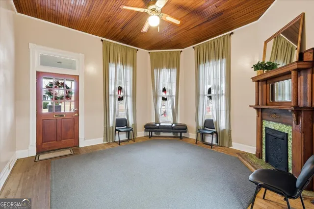 a room with furniture and a table