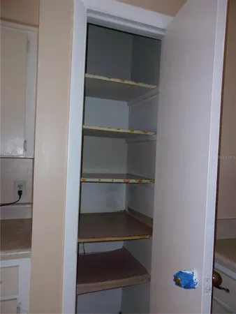 a view of walk in closet with empty racks