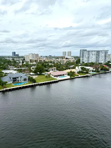 a view of a water with city view