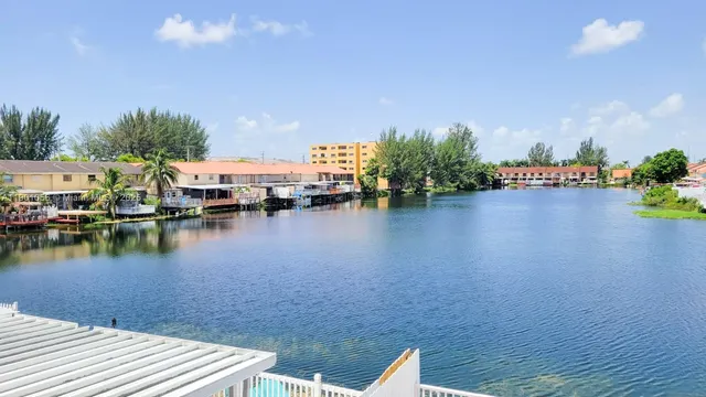 a view of a lake with houses