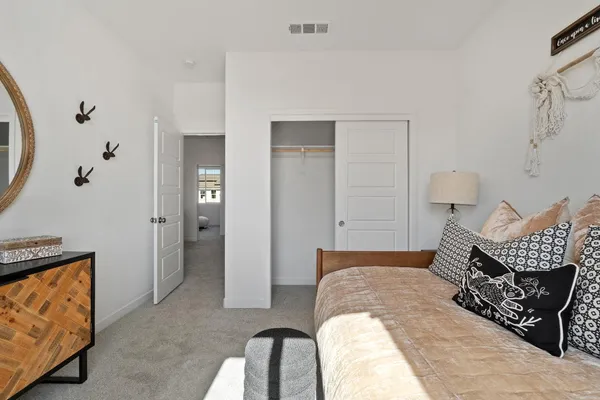 a view of a backyard with plants and a garden