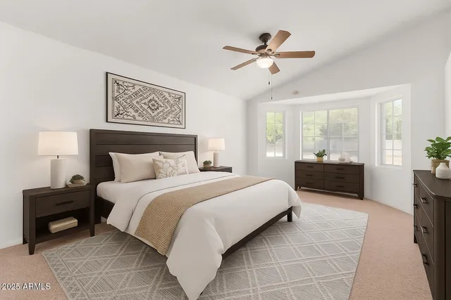 a spacious bathroom with a mirror a sink and a shower
