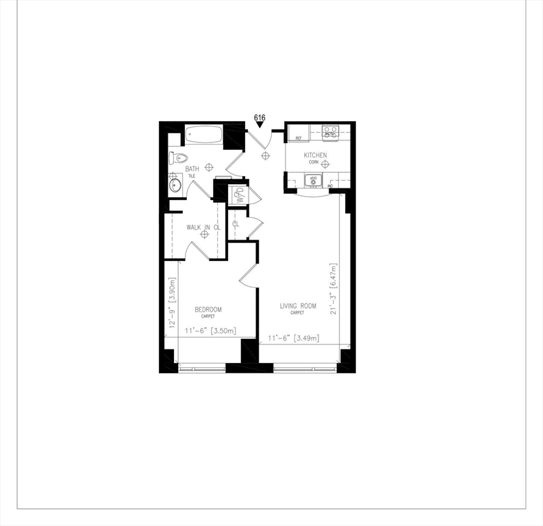 170 Brookline Avenue, Unit 616 Boston, MA 02215 - Photo 2 of 6 a picture of a floor plan
