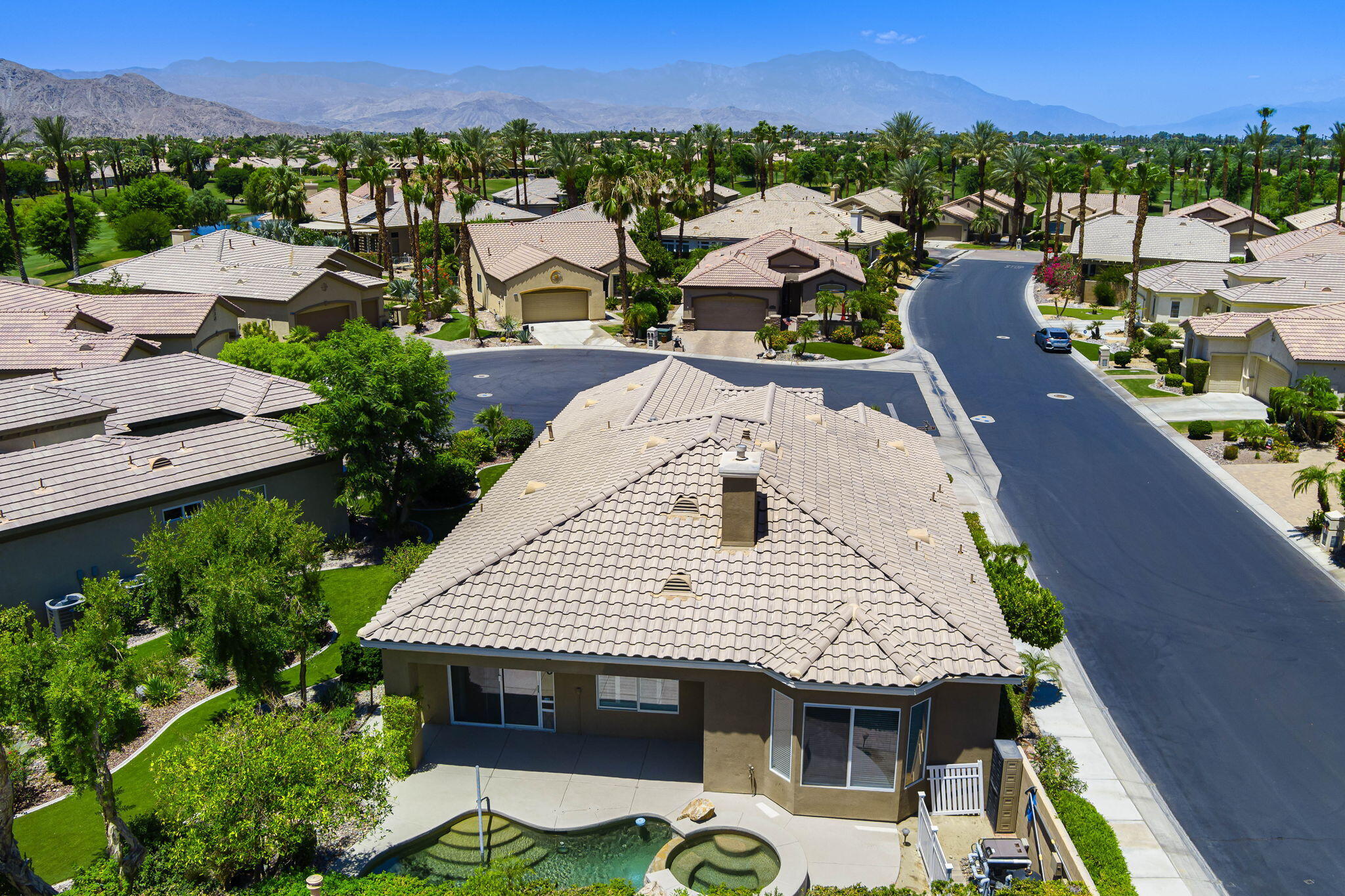 44528 Knightswood Road Indio, CA 92201 - Photo 41 of 46 aerial view of a house with a garden