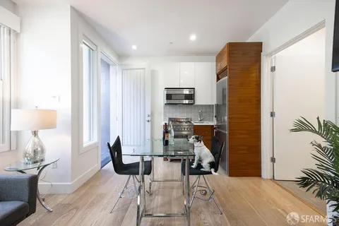 a living room with furniture a lamp and a potted plant