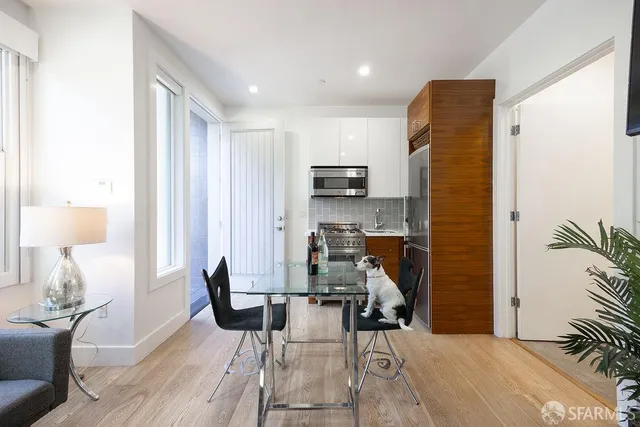 a living room with furniture a lamp and a potted plant