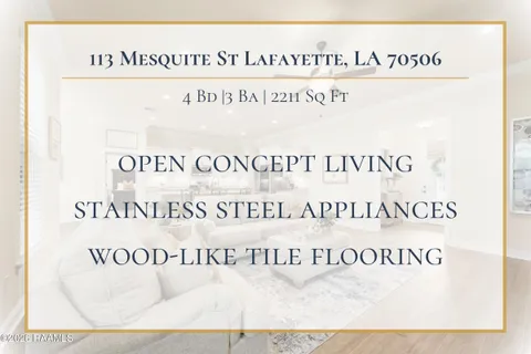 $327,000 | 113 Mesquite Street, Lafayette, LA 70506