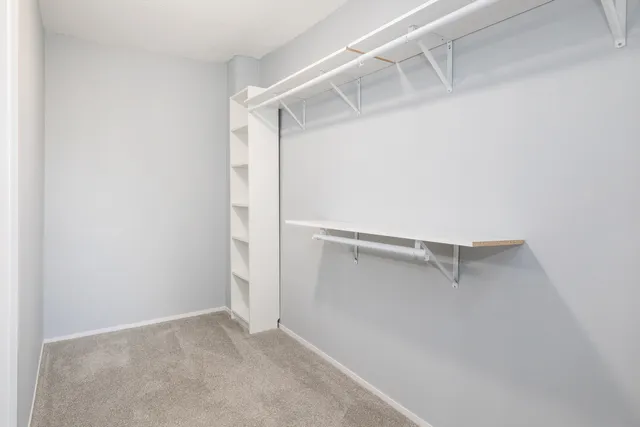 a view of an empty walk in closet
