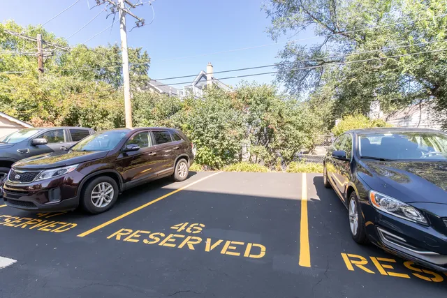 a view of a car in a parking lot