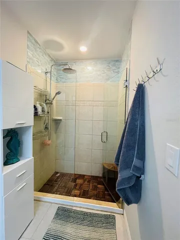 a bathroom with a shower