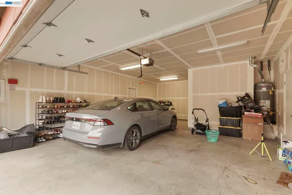 a car that is parked in a garage