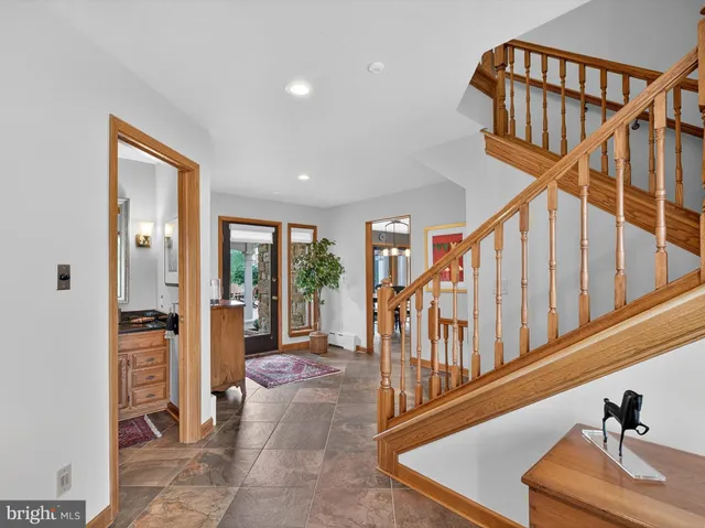 a patio with table and chairs