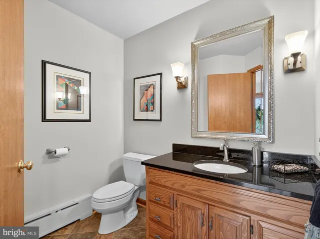 a view of a park with large trees