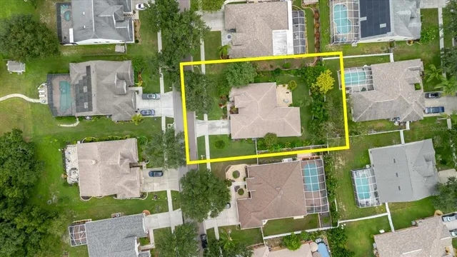 an aerial view of a house