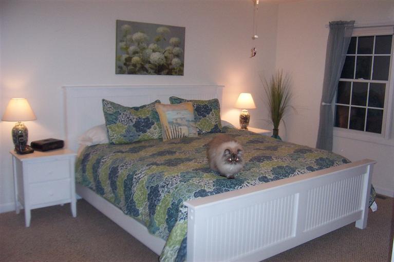 16 Gold Leaf Lane, Unit 16 Mashpee, MA 02649 - Photo 17 of 29 a bedroom with a bed and a lamp on table