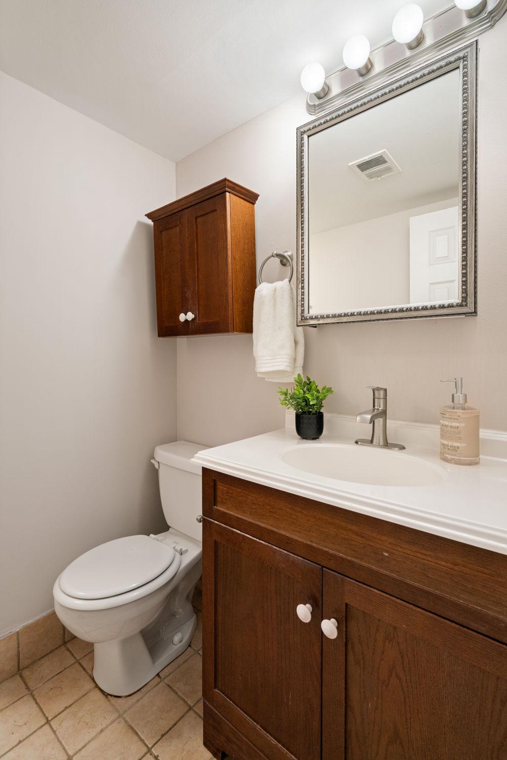 7600 Kingsbury Road Alexandria, VA 22315 - Photo 19 of 31 a bathroom with a toilet a sink a vanity and mirror
