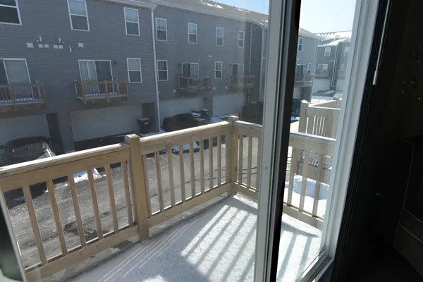 a view of wooden balcony