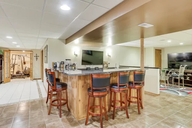 a room with gym equipment