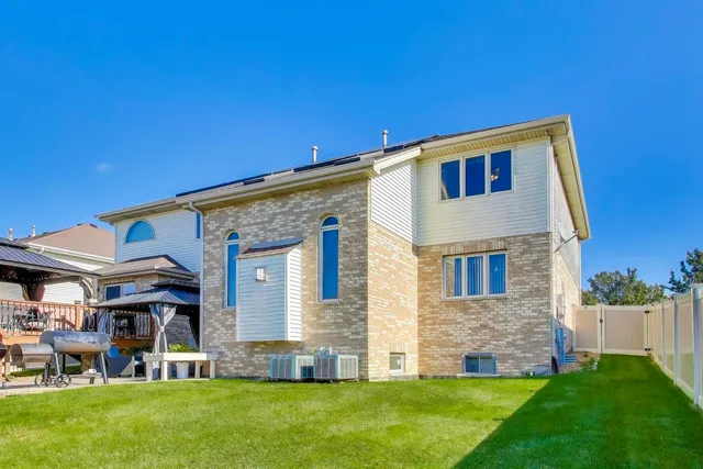 a view of a deck with a slide