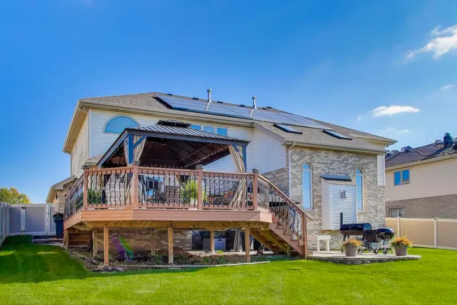 a building outdoor space with patio furniture