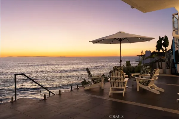a view of a terrace with chairs