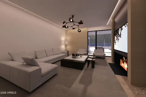 a living room with furniture fireplace and a flat screen tv