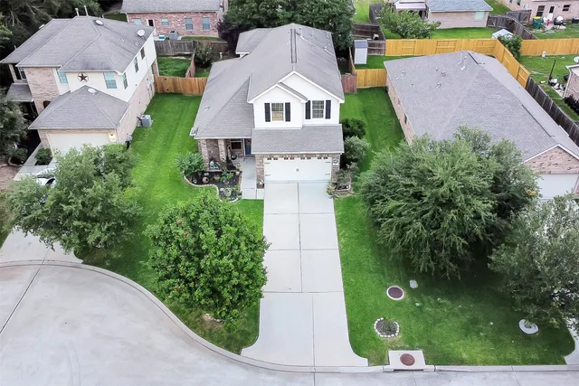 an aerial view of a house