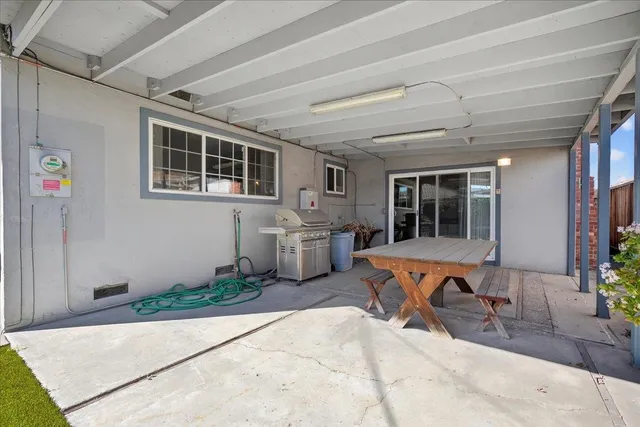 a outdoor space with seating area