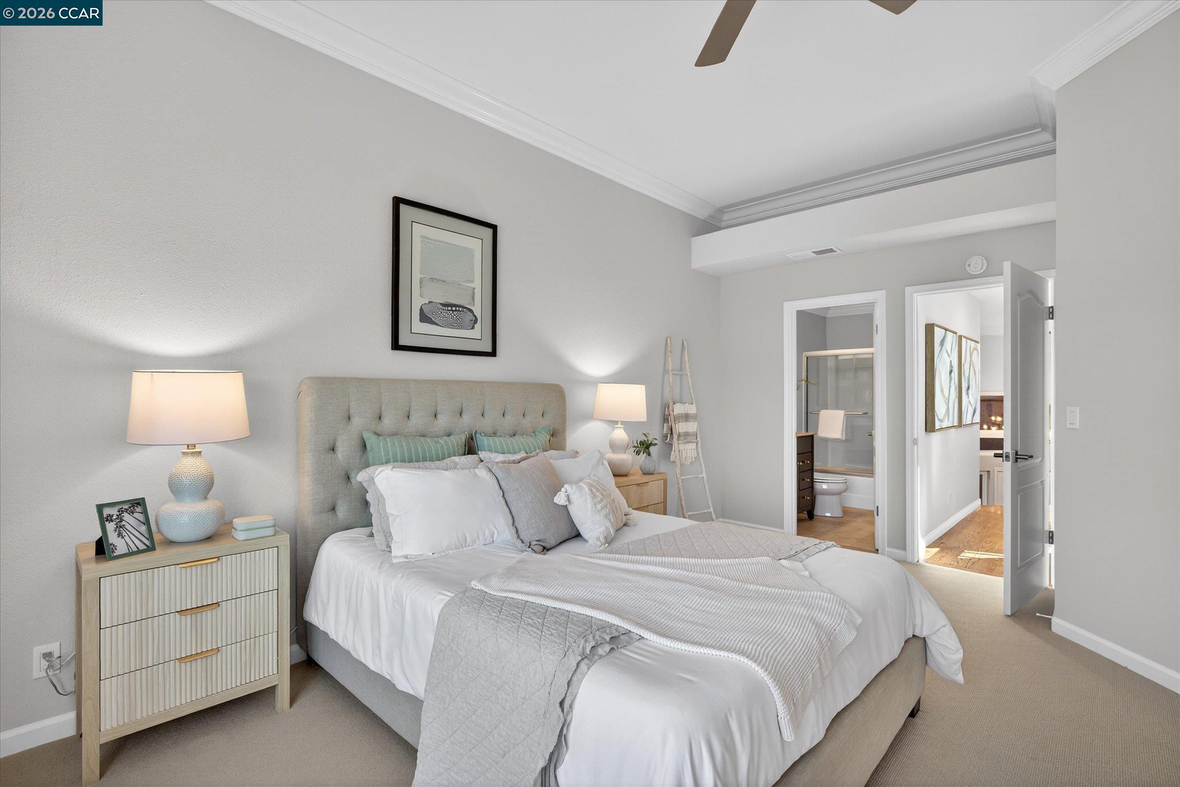 4059 West Lakeshore Drive San Ramon, CA 94582 - Photo 33 of 45 a bedroom with a bed and a lamp