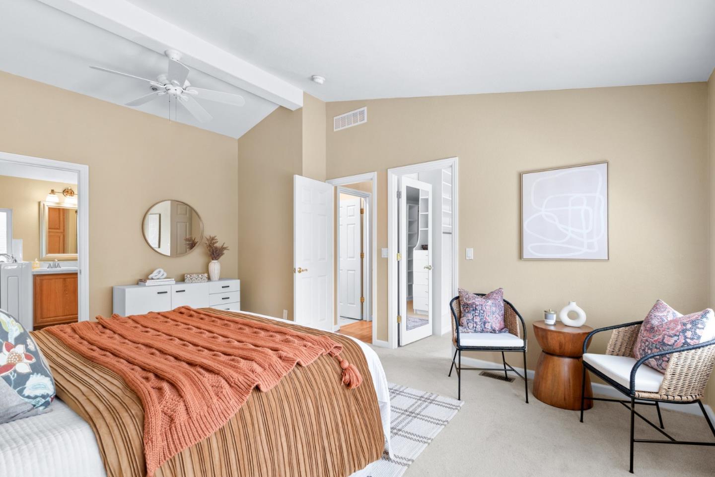 552 Bean Creek Road Scotts Valley, CA 95066 - Photo 39 of 76 a bedroom with a bed chair and wall painting