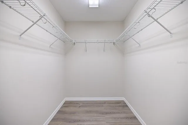 a view of a room with racks on the wall