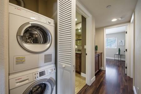 2580 Homestead Road, Unit 4204 Santa Clara, CA 95051 - Photo 19 of 19 a view of a hallway with washer and dryer to ceiling window