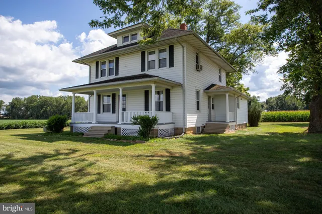 a view of a house with a yard chairs and a large tree