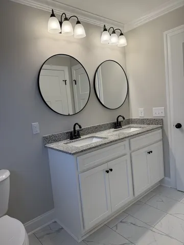 a bathroom with a bathtub