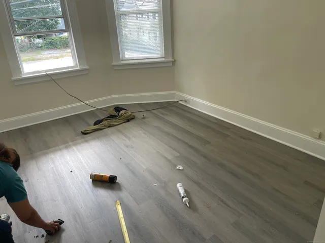 an empty room with a window