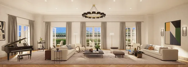 a view of a livingroom with furniture and window