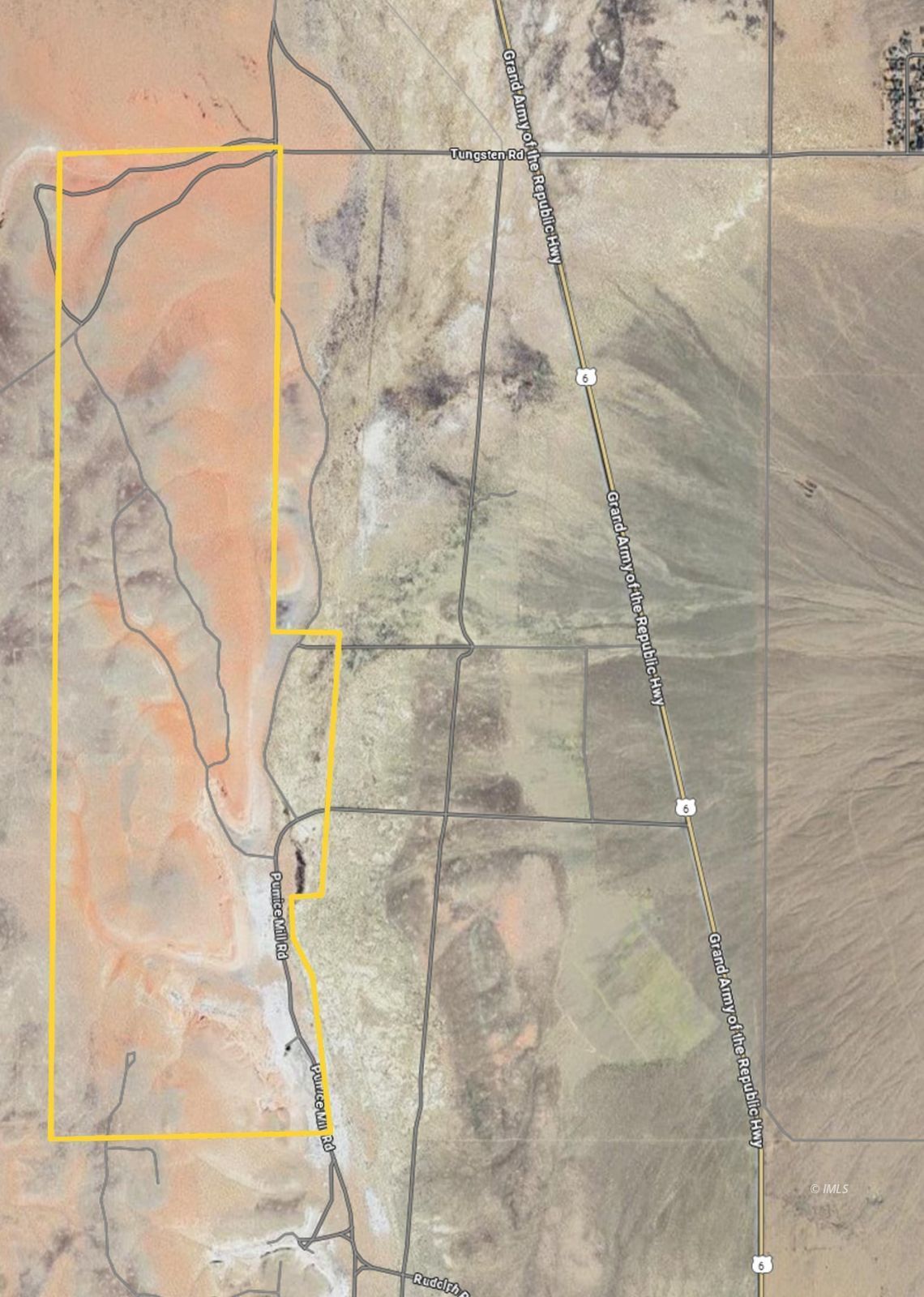 0 Pumice Mill Road Bishop, CA 93514 - Photo 31 of 35 Overhead w/ lot lines