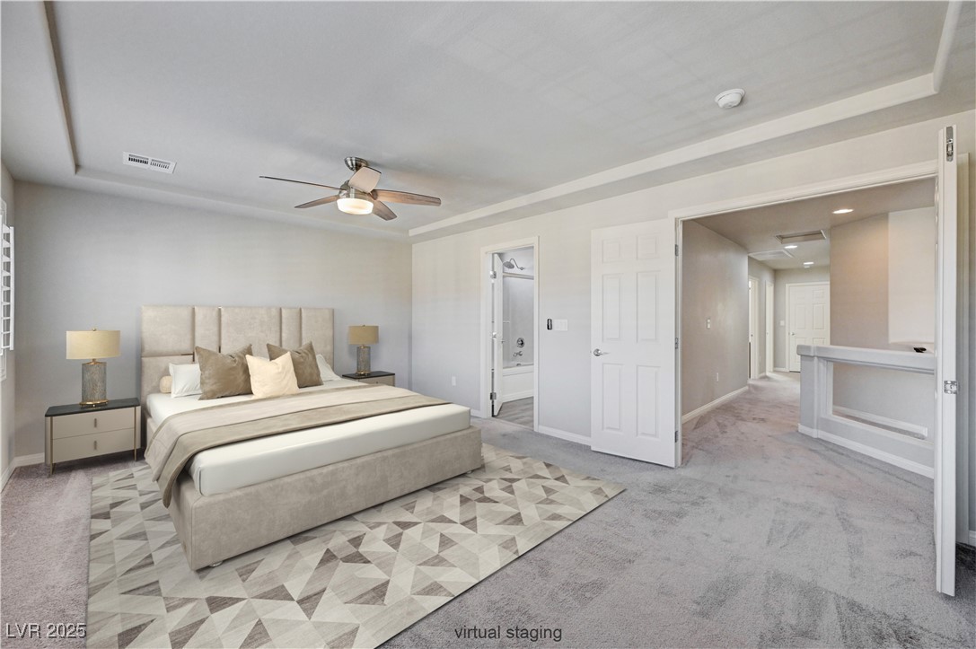 5697 Graystone Ridge Avenue Las Vegas, NV 89141 - Photo 7 of 60 Primary bedroom with French door entry, virtually staged.