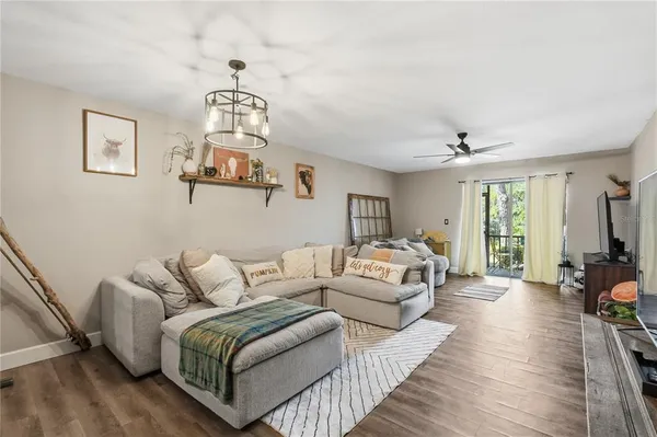 a living room with furniture