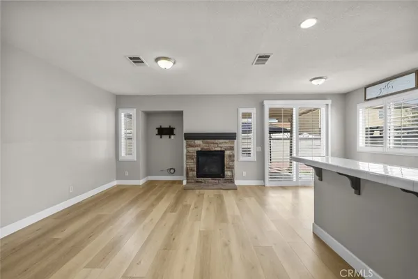 a view of a livingroom with a fireplace