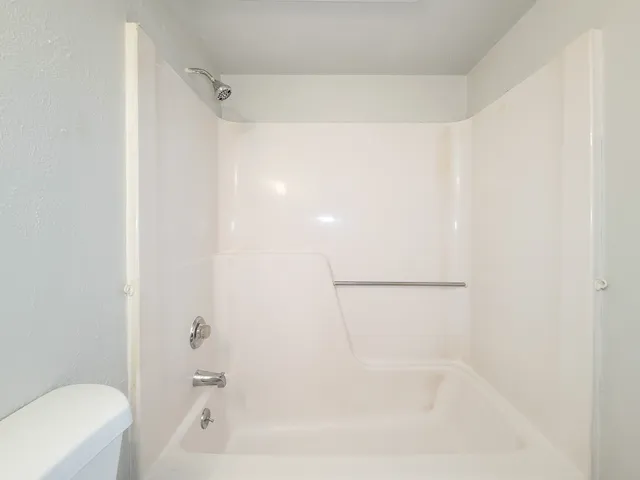 a bathroom with a bathtub
