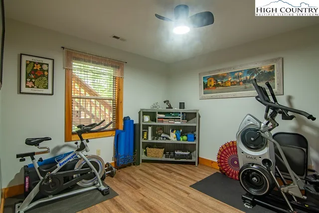 a view of a room with gym equipment
